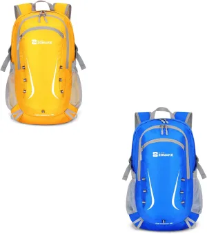 ZOMAKE Lightweight Packable Backpack 35L - Foldable Backpack Water-Resistant Collapsible Backpack Light Daypack for Hiking - Yellow&Dark Blue