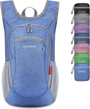 ZOMAKE Ultra Lightweight Packable Backpack, 10L Small Daypack Light Foldable Backpacks Water Resistant Day Bag for Hiking (Dark Blue)