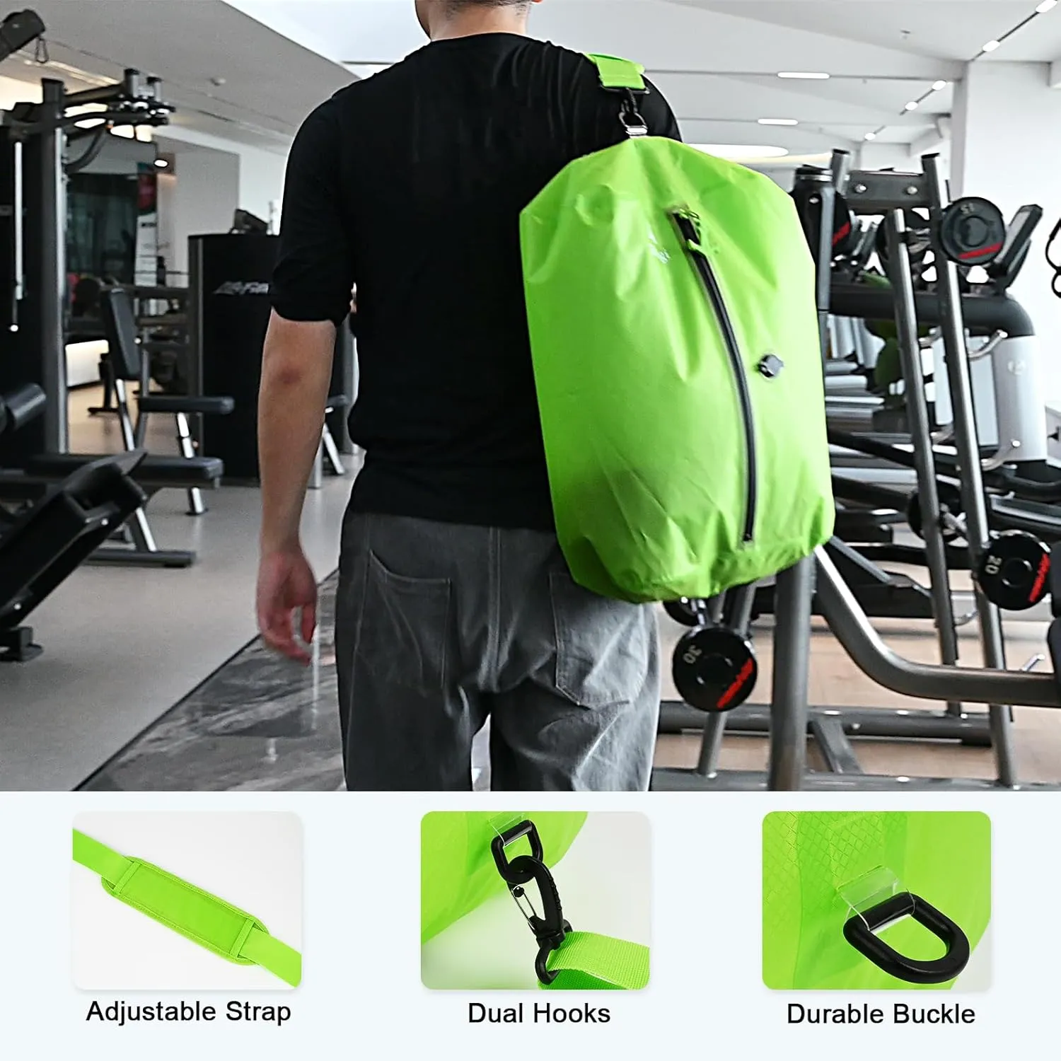 Zurligi Vacuum Bags for Travel with Pump, Vacuum Compression Bag with Adjustable Shoulder Strap, IP67 Reusable Vacuum Packing Cubes for Luggage, Backpack, Suitcase, Yoga, Swim, Beach