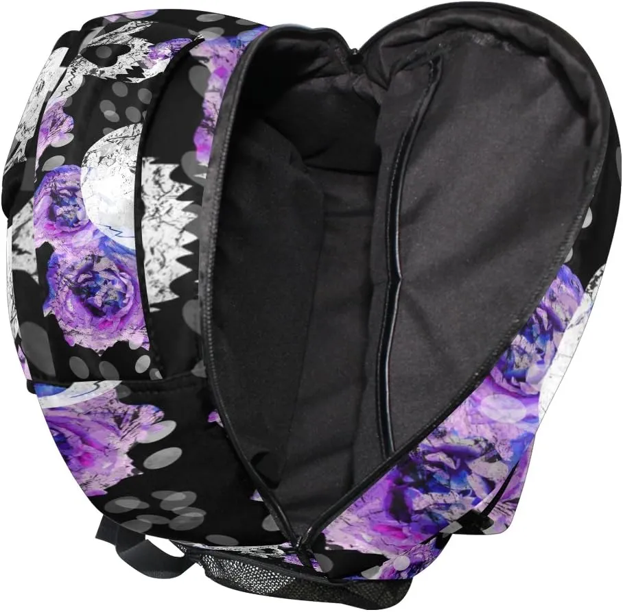 ZZKKO Day of the Dead Sugar Skull Flower Boys Girls School Computer Backpacks Book Bag Travel Hiking Camping Daypack