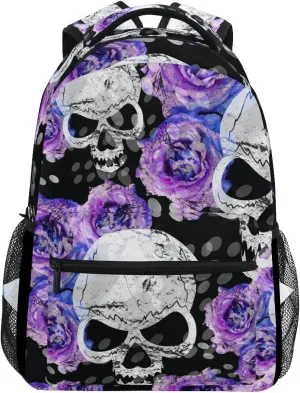 ZZKKO Day of the Dead Sugar Skull Flower Boys Girls School Computer Backpacks Book Bag Travel Hiking Camping Daypack