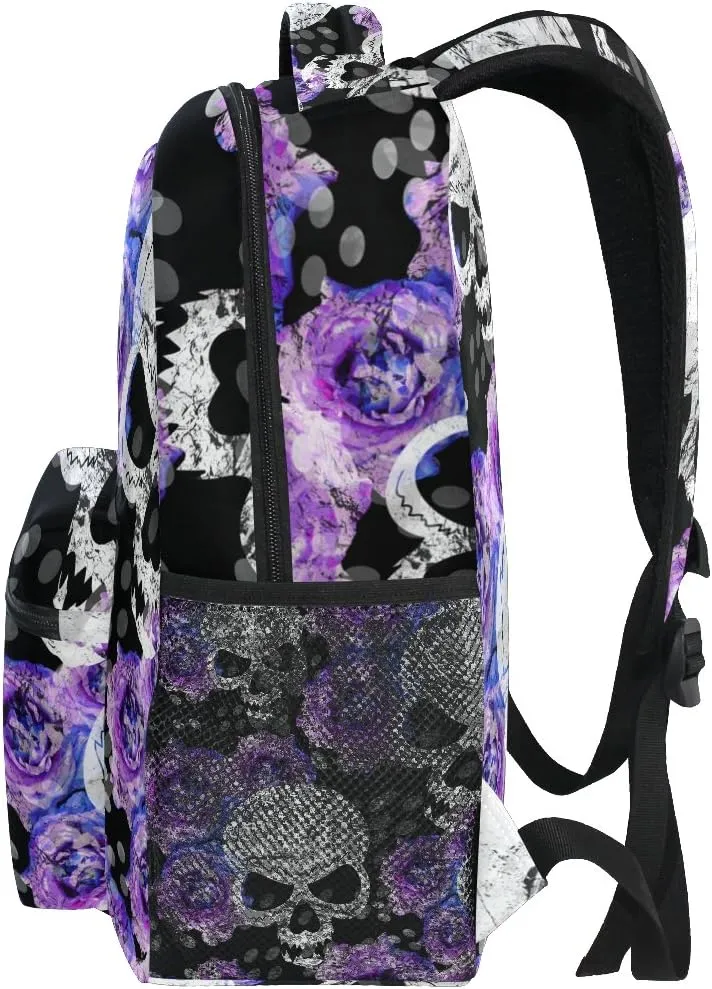 ZZKKO Day of the Dead Sugar Skull Flower Boys Girls School Computer Backpacks Book Bag Travel Hiking Camping Daypack