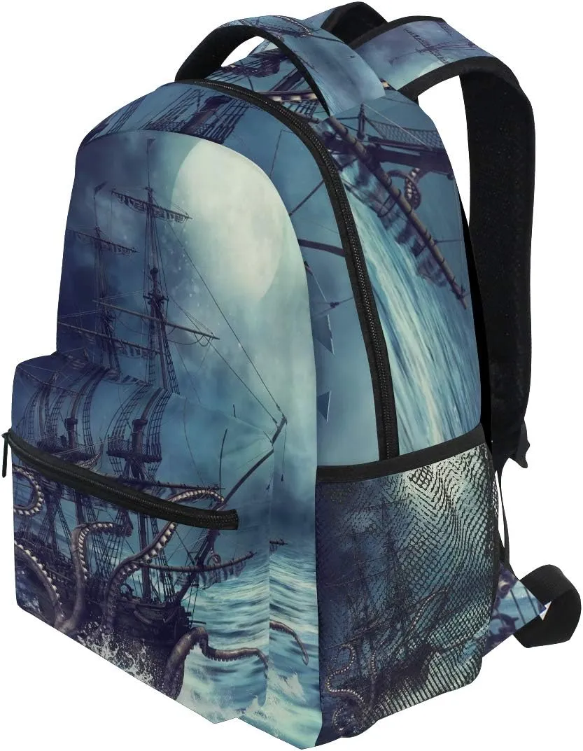 ZZKKO Sea Octopus Marine Computer Backpacks Book Bag Travel Hiking Camping Daypack