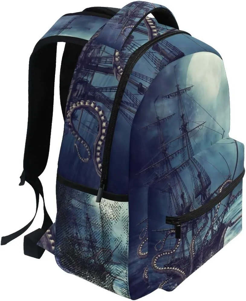 ZZKKO Sea Octopus Marine Computer Backpacks Book Bag Travel Hiking Camping Daypack
