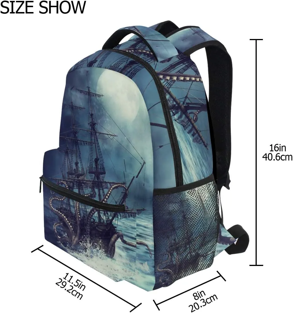 ZZKKO Sea Octopus Marine Computer Backpacks Book Bag Travel Hiking Camping Daypack