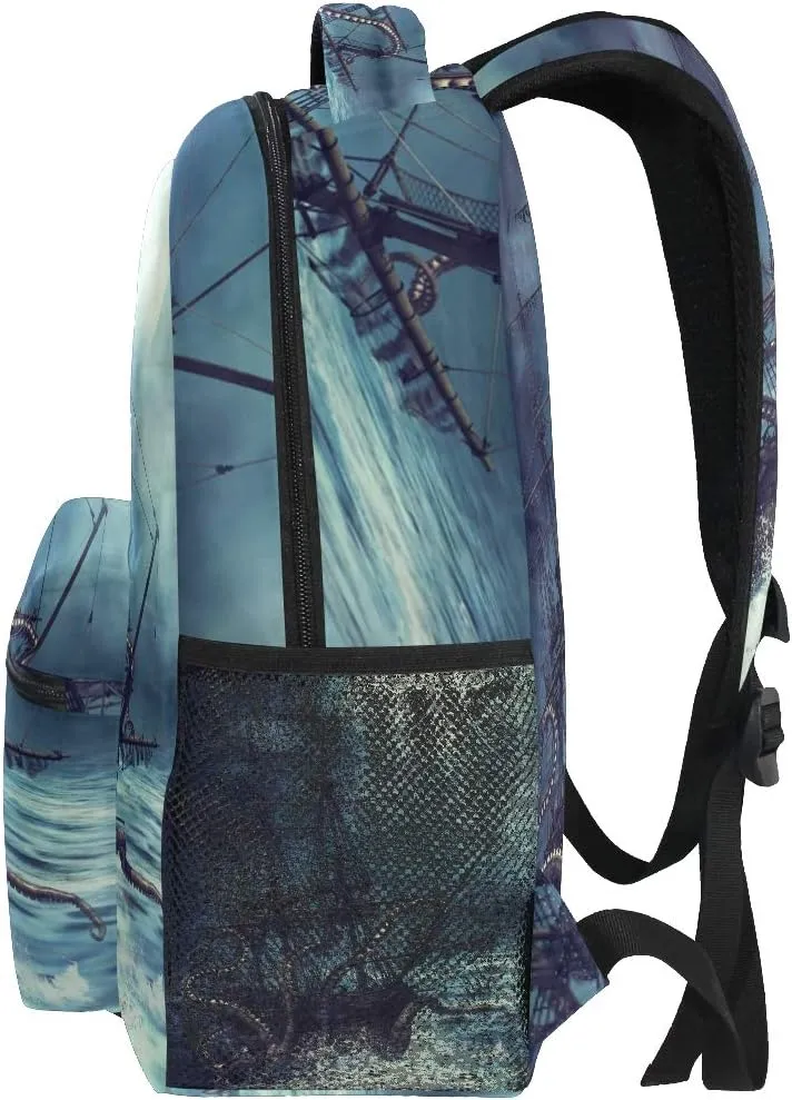 ZZKKO Sea Octopus Marine Computer Backpacks Book Bag Travel Hiking Camping Daypack